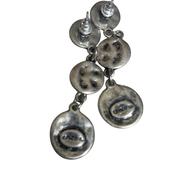 Chicos Silver Tone Hammered Discs Earrings Necklace Set Textured Boho Neutral - Picture 11 of 11